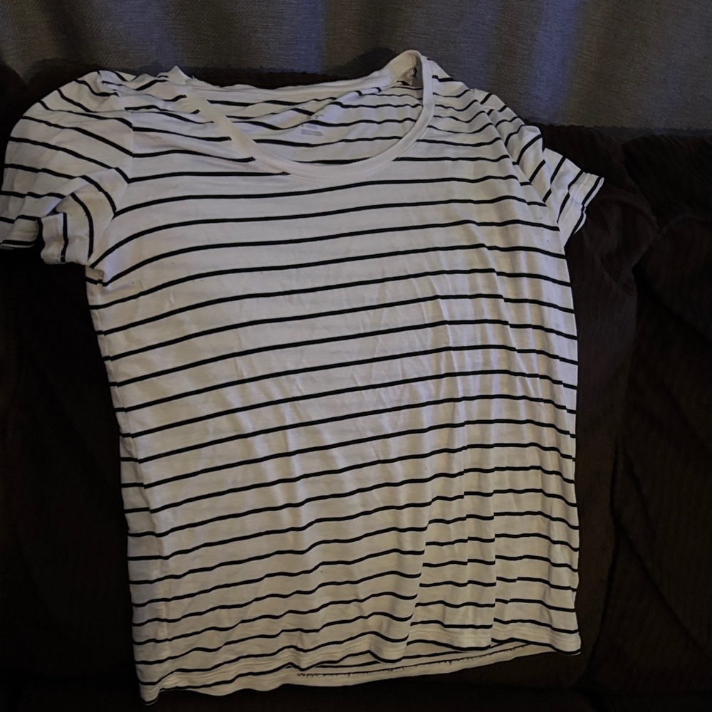 a new day White and Black Striped Short Sleeve Tee